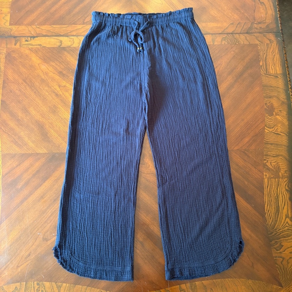 Sundays Blue Pants Medium Cotton Gauze Wide Leg Pants Medium Coastal Resort